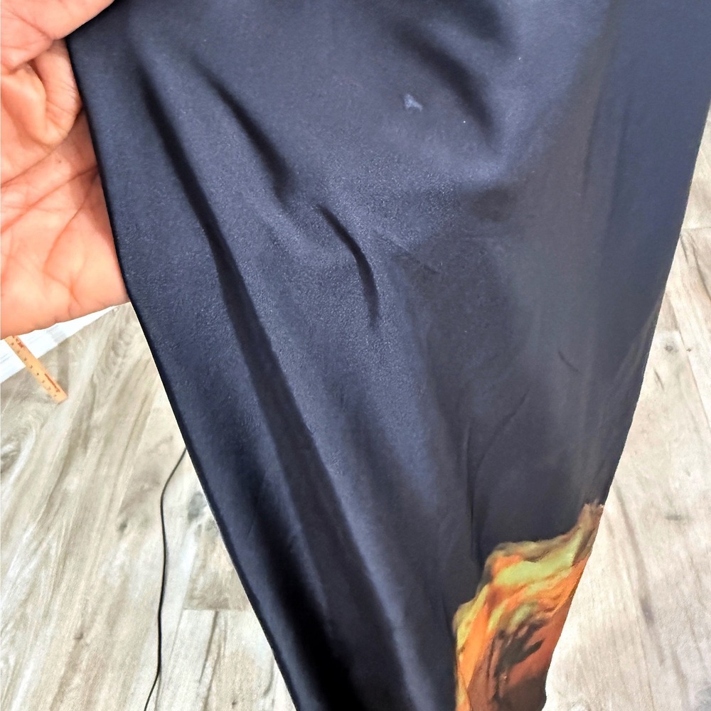 MISA Los Angeles Slip Dress Zia Black Satin Yellow Rose Graphic XS NEW - Picture 10 of 15